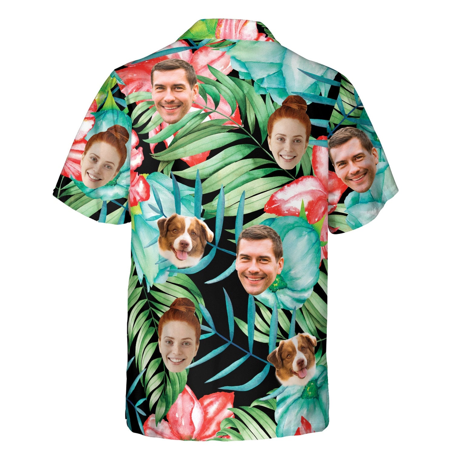 Custom Hawaiian Shirt with Face for Men Women, Hawaiian Vacation Style Shirts, Personalized Photo Pet Tropical Beach Button Down Shirts