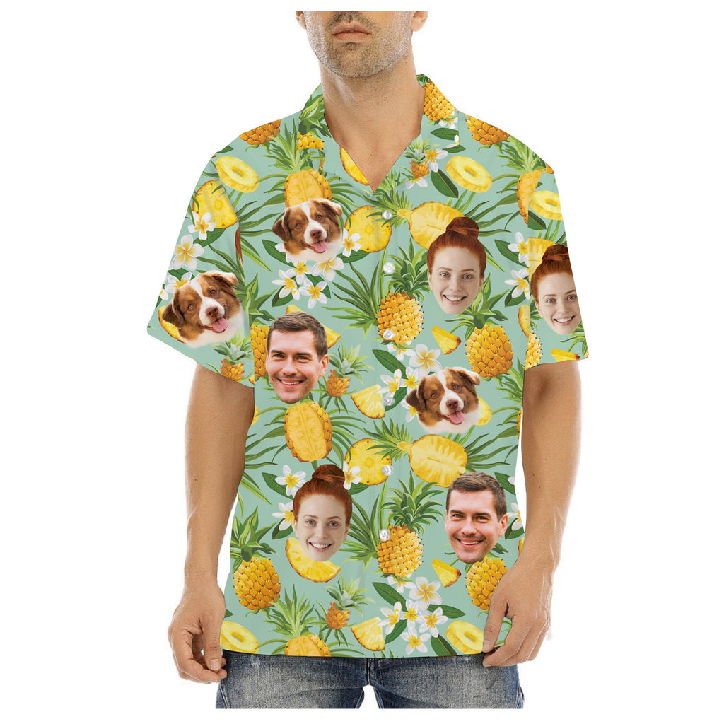 Custom Hawaiian Shirt with Face for Men/Women, Hawaiian Vacation Party Shirts, Personalized Photo Pet Tropical Beach Button Down Shirts