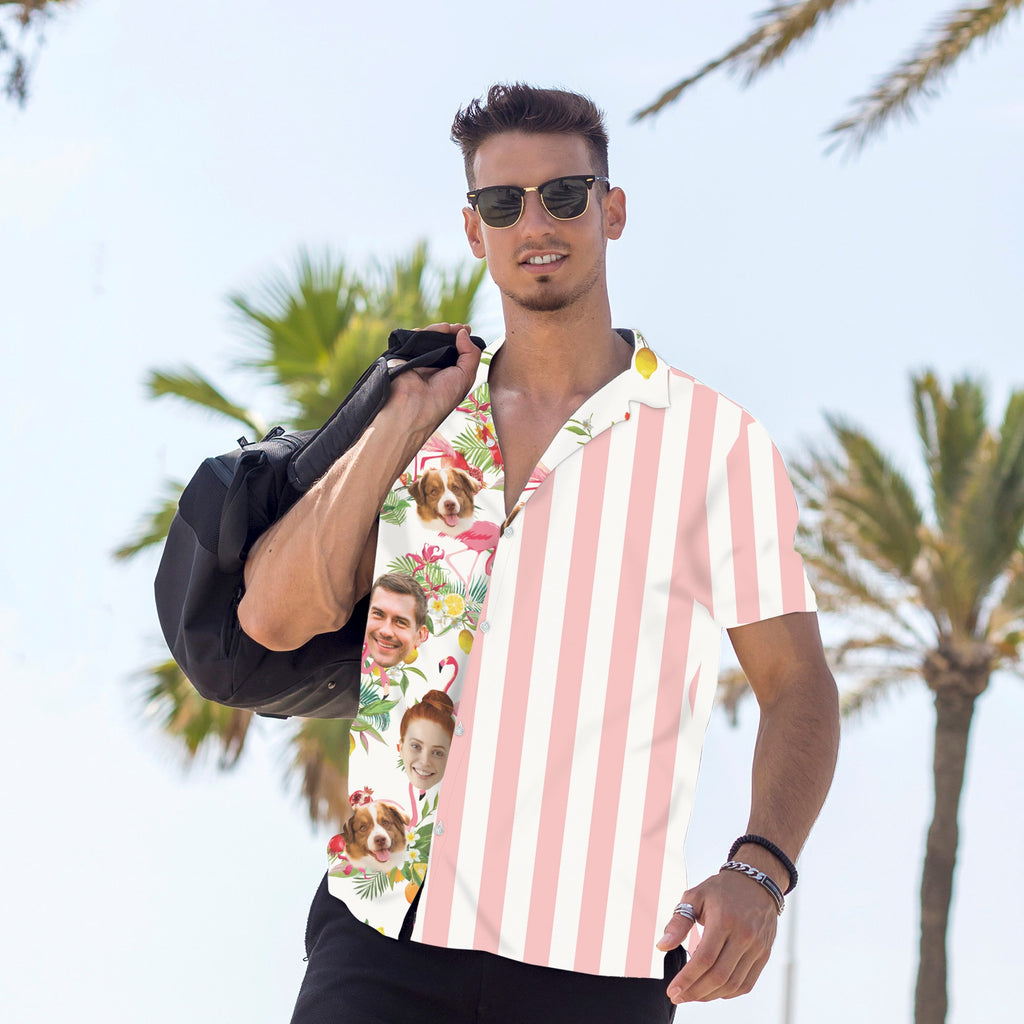 Custom Hawaiian Shirt with Face for Men/Women, Personalized Photo Pet Tropical Beach Button Down Shirts, Hawaiian Vacation Style Shirts