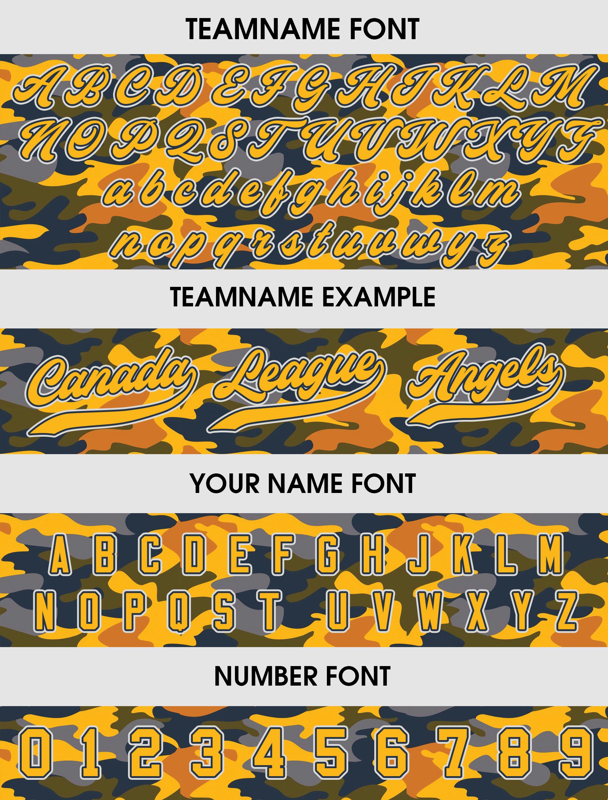 Printed Personalized Yellow Camo Baseball Jersey with Teamname Name Number, Gift for Baseball Fans, Custom Jerseys Shirt for Men Women Youth