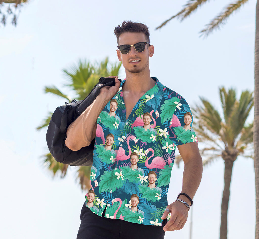 Custom Hawaiian Shirt with Face for Men/Women, Hawaiian Vacation Style Shirts, Personalized Photo Pet Tropical Beach Button Down Shirts