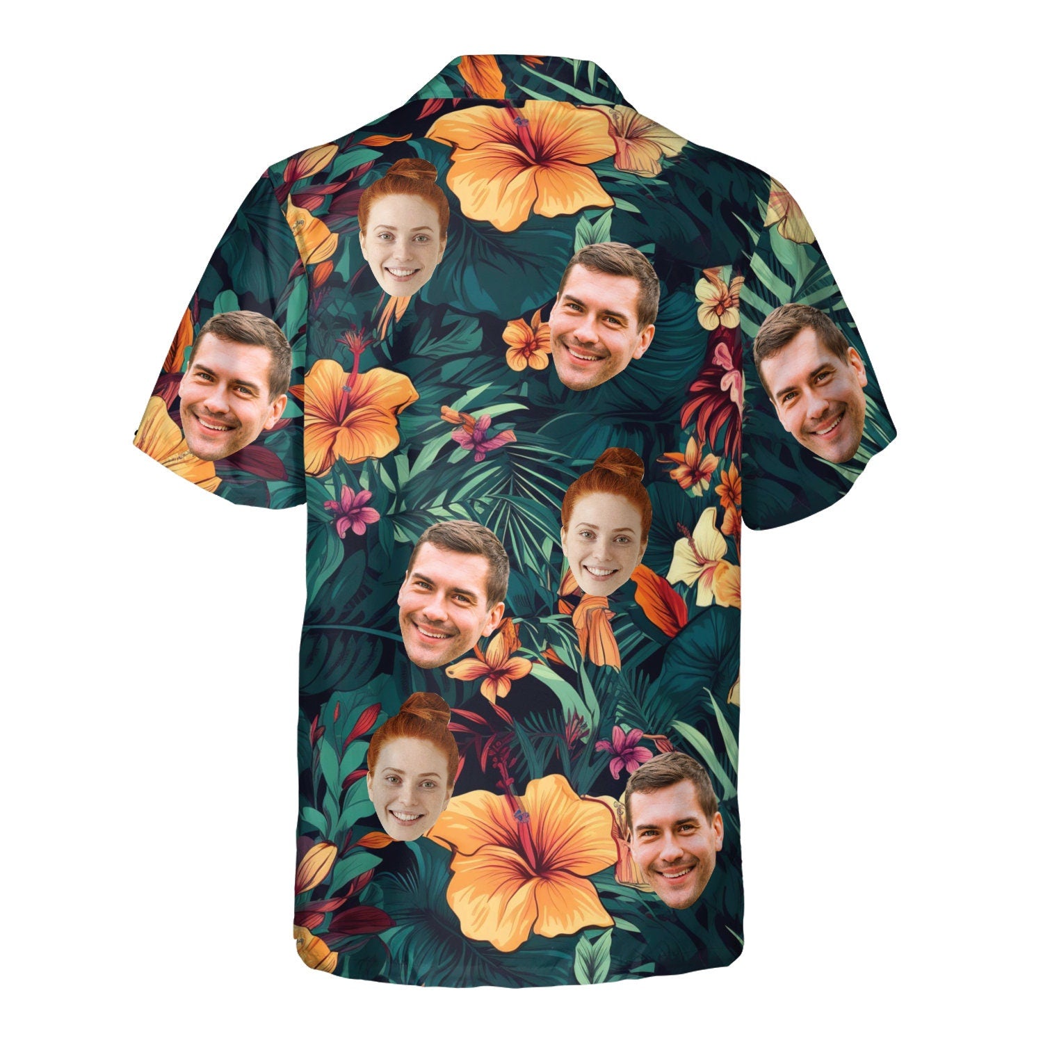 Custom Hawaiian Shirt with Face for Men Women, Hawaiian Vacation Style Shirts, Personalized Photo Pet Tropical Beach Button Down Shirts