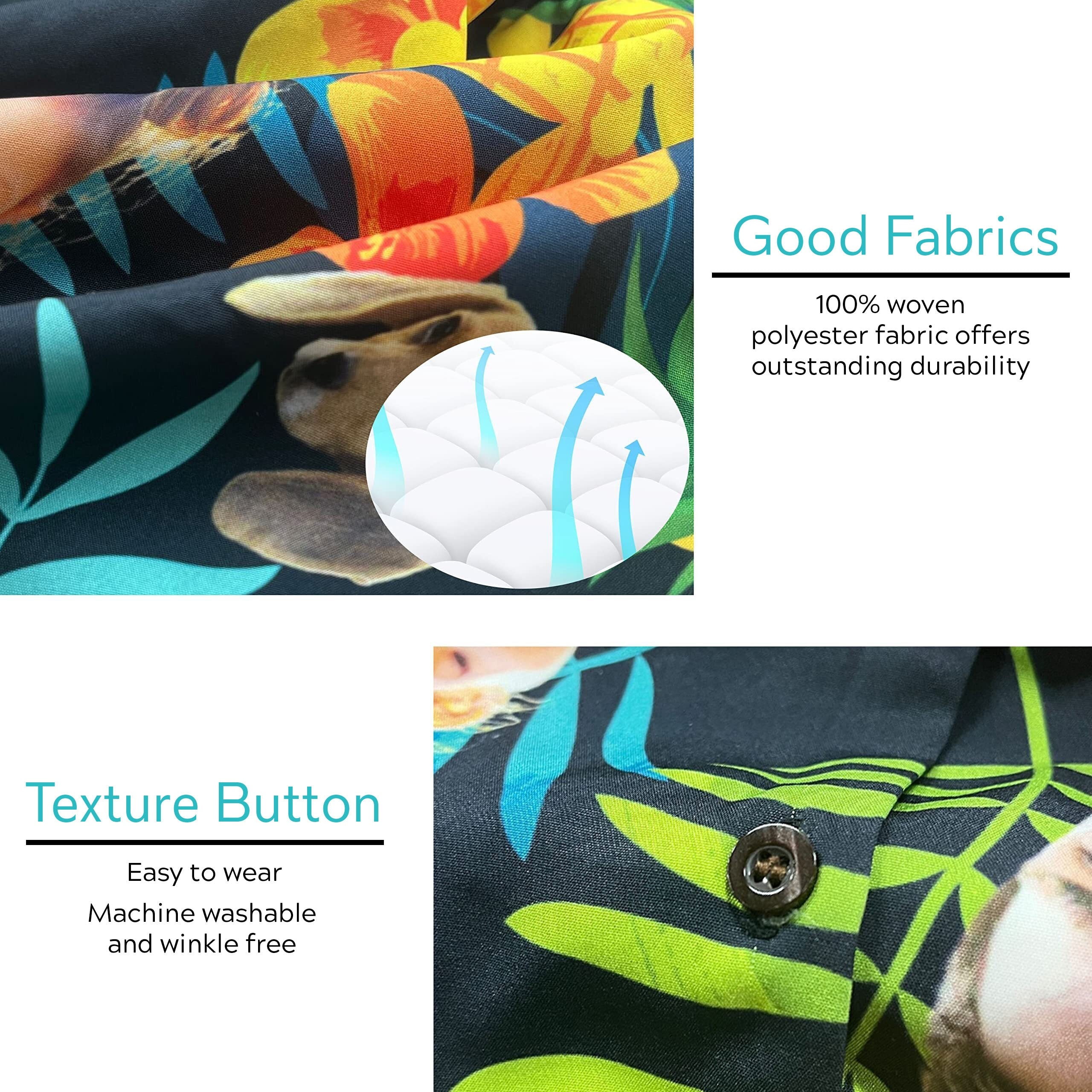Custom Hawaiian Shirt with Face for Men/Women, Personalized Photo Pet Tropical Beach Button Down Shirts, Hawaiian Vacation Style Shirts