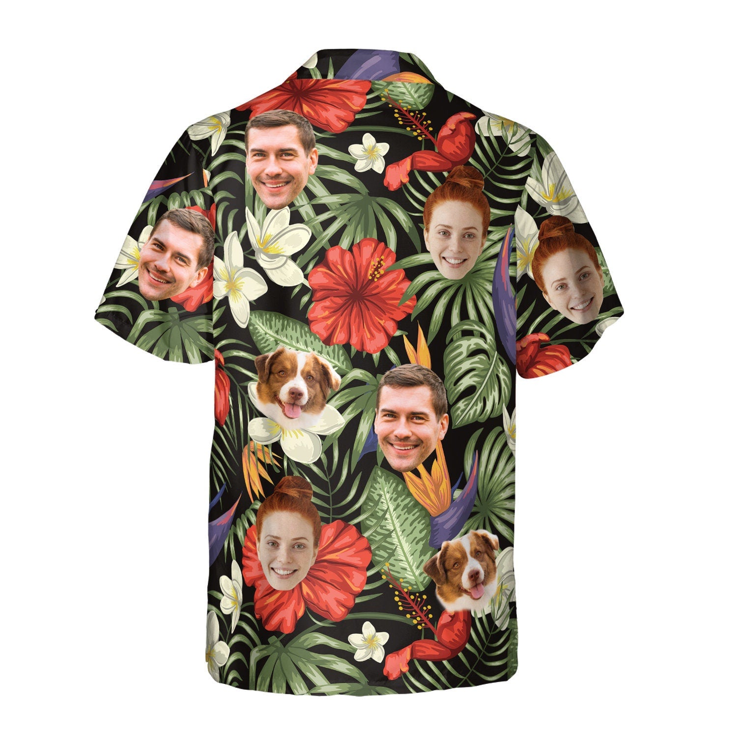 Custom Hawaiian Shirt with Face for Men/Women, Hawaiian Vacation Style Shirts, Personalized Photo Pet Tropical Beach Button Down Shirts