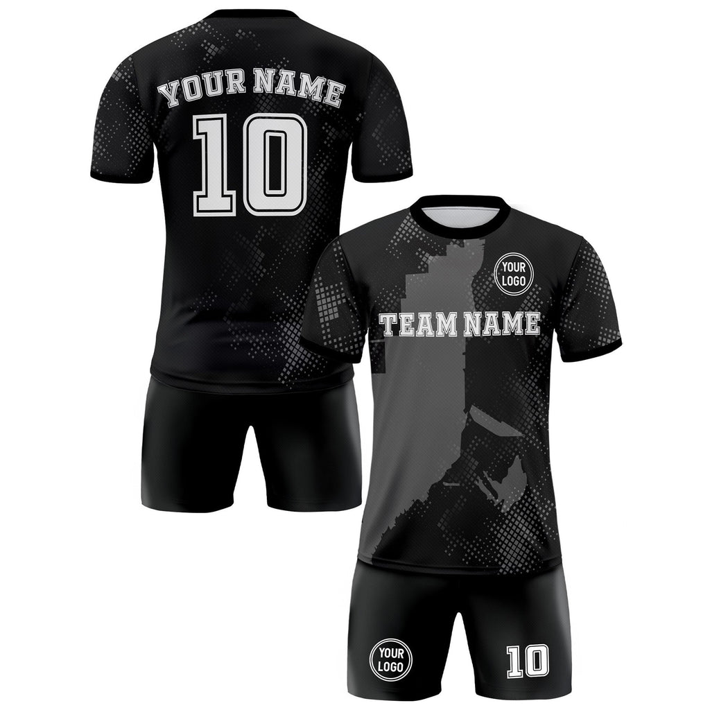 Custom Soccer Jersey for Men Women Youth with Personalized Team Name Logo Number, Black Soccer Jersey Shirt, Polyester Soccer Jersey Shirt