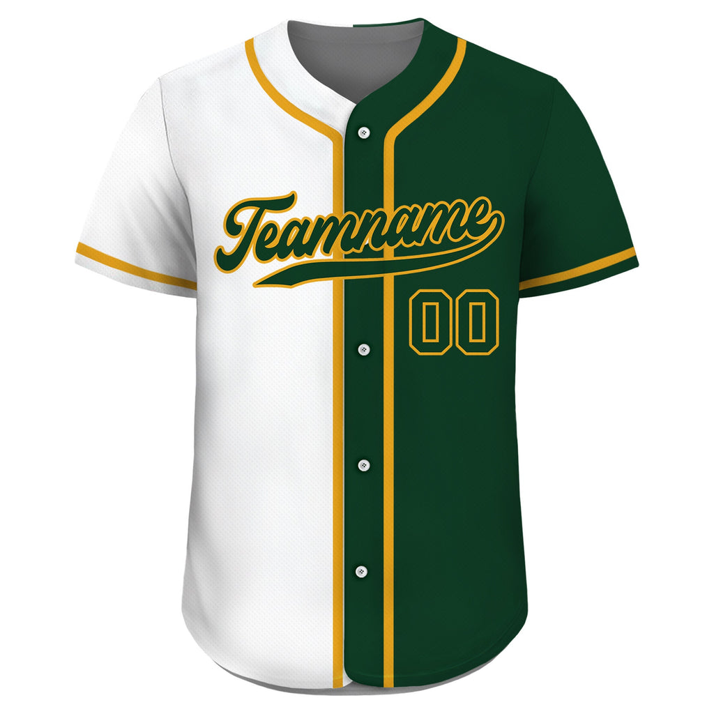 Custom Baseball Jersey with Teamname Name Number,Jersey for Men Women Youth,Personalized Split Button Down Jersey Printed White Forest Green