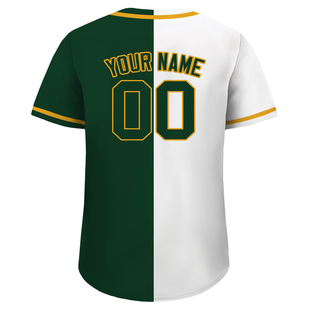 Custom Baseball Jersey with Teamname Name Number,Jersey for Men Women Youth,Personalized Split Button Down Jersey Printed White Forest Green