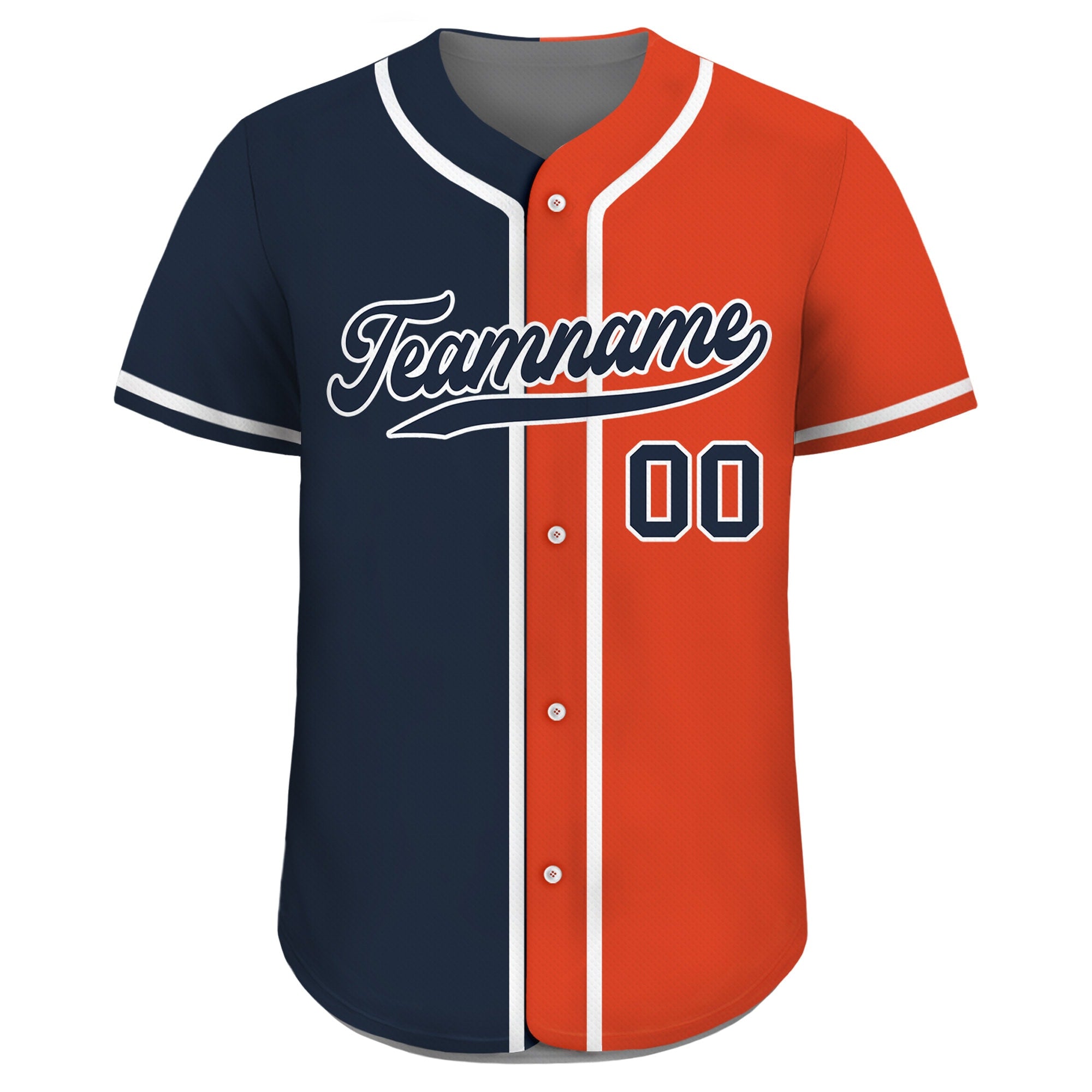 Custom Baseball Jersey with Teamname Name Number,Jersey Shirt for Men Women Youth,Printed Navy Orange Personalized Split Button Down Jerseys