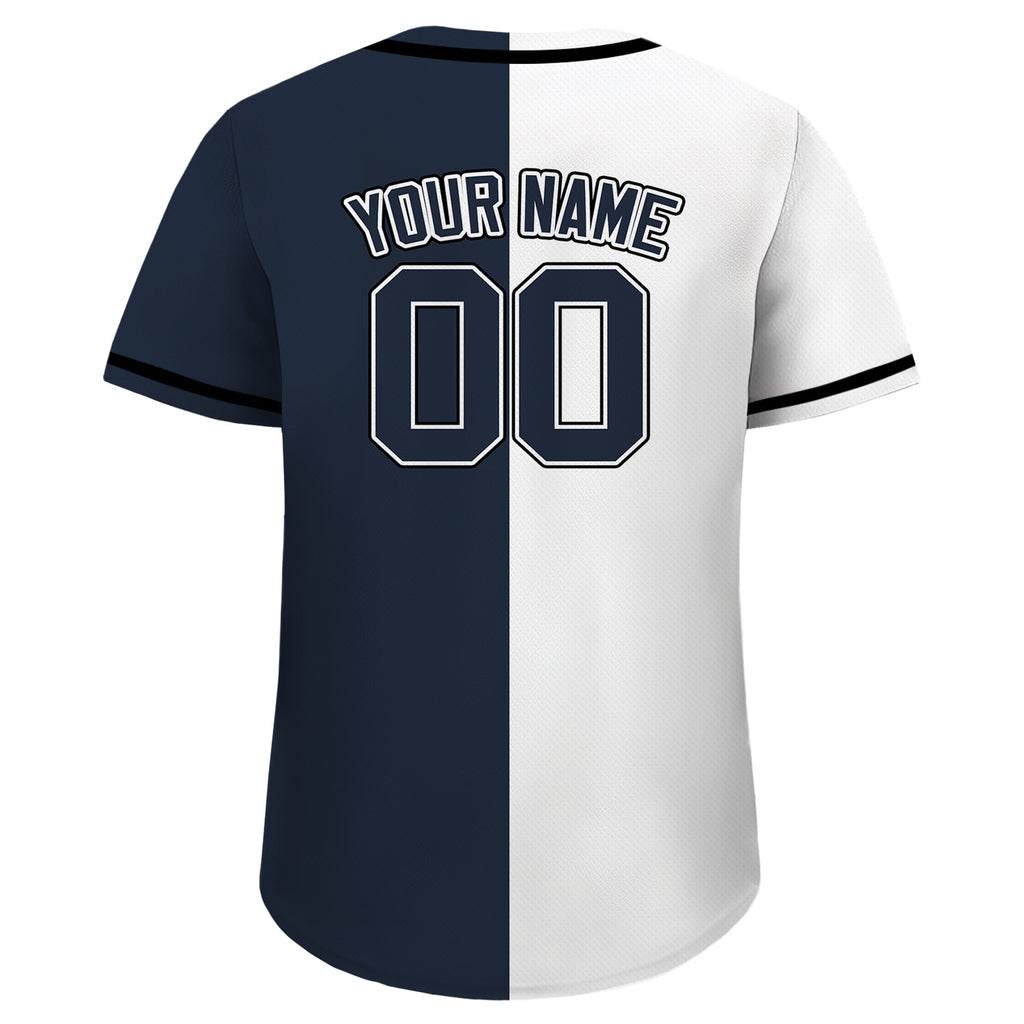 Printed Navy White Custom Baseball Jersey with Teamname Name Number, Jersey Shirt for Men Women Youth,Personalized Split Button Down Jerseys