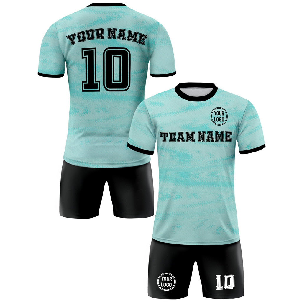 Custom Soccer Jersey for Men Women Youth with Personalized Team Name Logo Number, Light Blue Soccer Uniform, Polyester Soccer Jersey Shirt