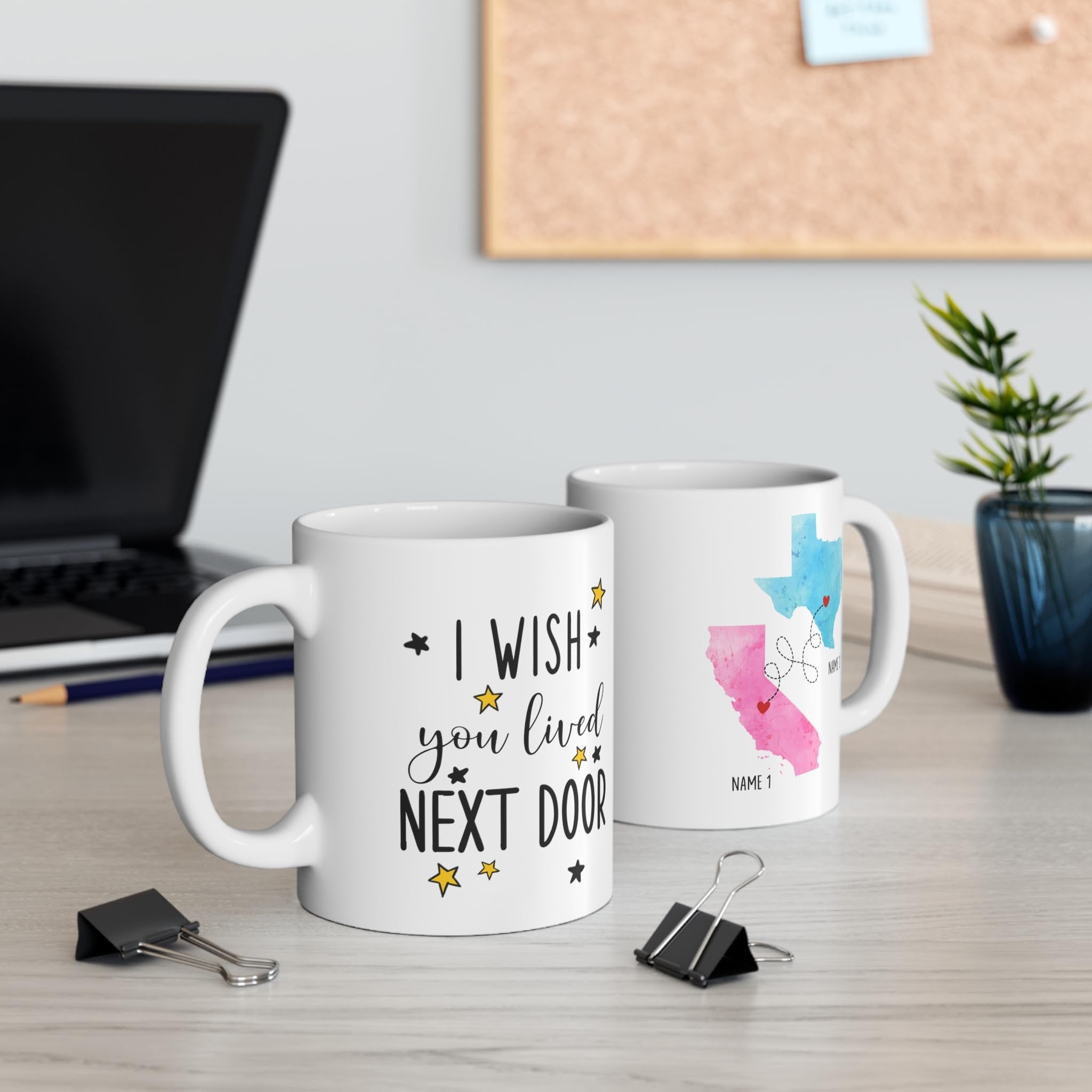 Personalized I Wish You Lived Next To Me Mug with Custom Name, 11oz 15oz Best Friend Mug, Long Distance State To State Gift, Bestie Name Mug