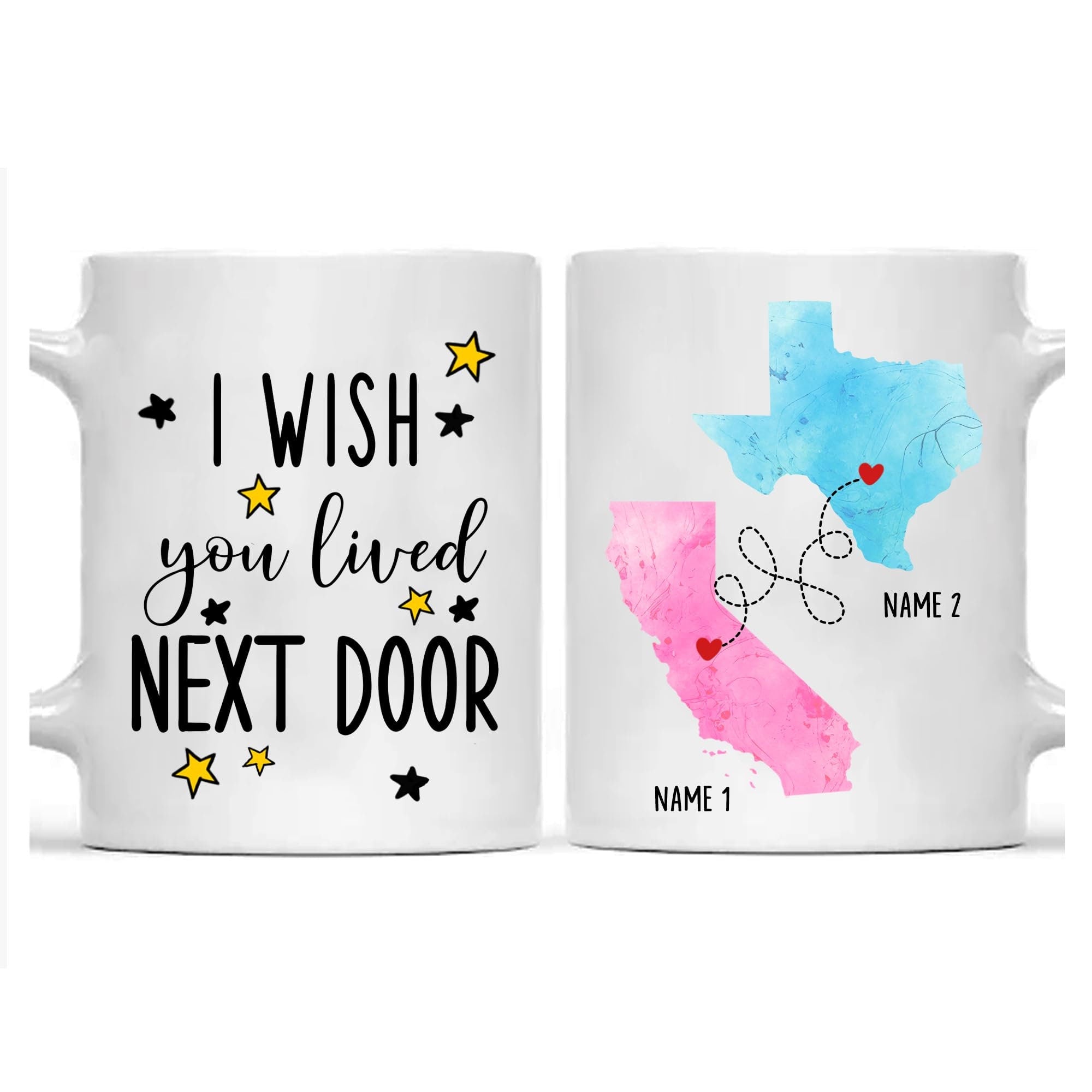 Personalized I Wish You Lived Next To Me Mug with Custom Name, 11oz 15oz Best Friend Mug, Long Distance State To State Gift, Bestie Name Mug