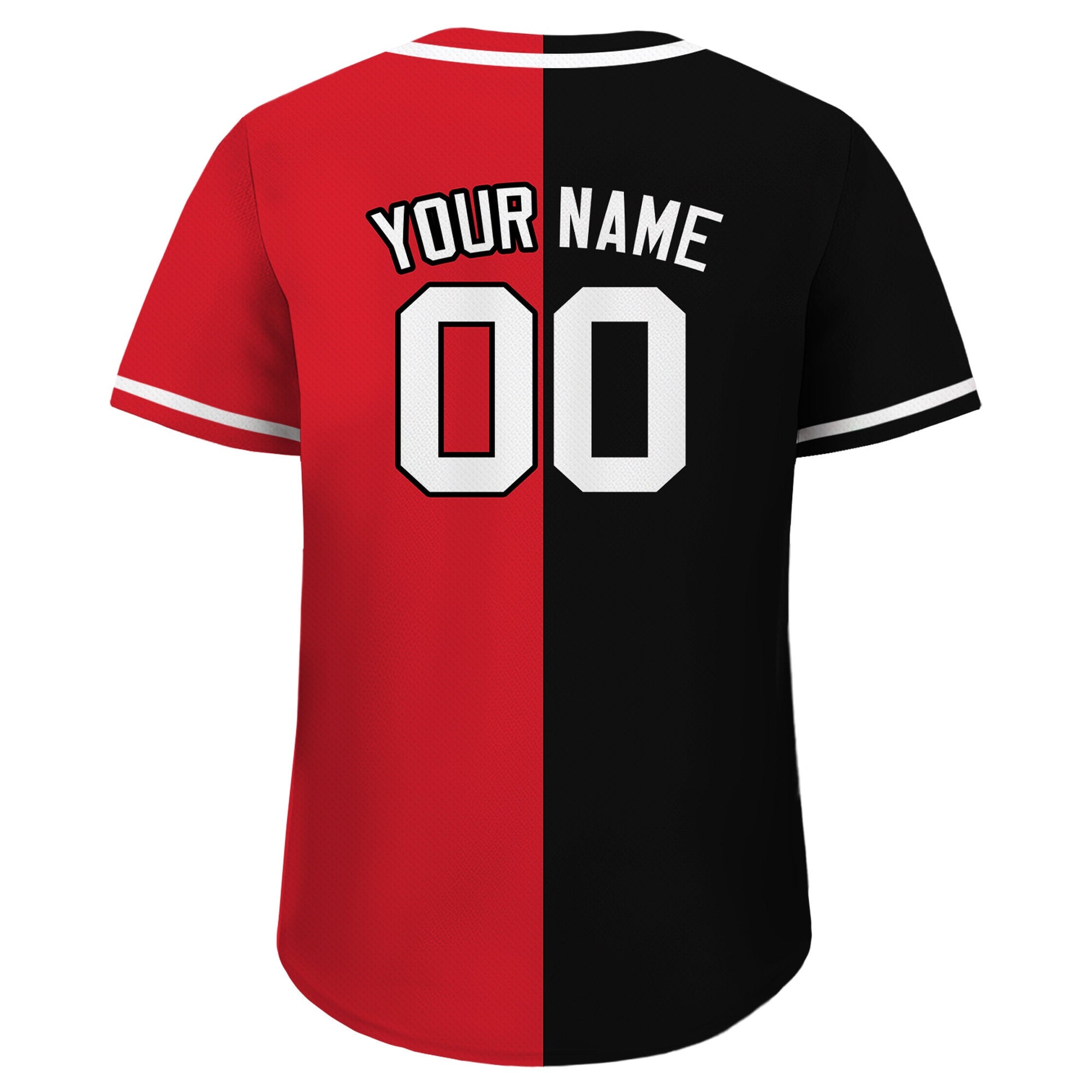 Custom Baseball Jersey with Teamname Name Number, Jersey Shirt for Men Women Youth, Personalized Split Button Down Jerseys Printed Red Black