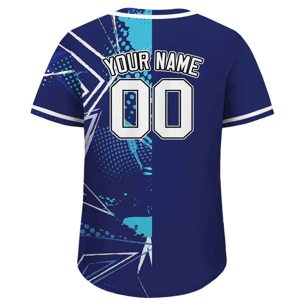 Printed Blue Graffiti Custom Baseball Jersey with Teamname Name Number,Jersey for Men Women Youth, Personalized Split Button Down Jerseys
