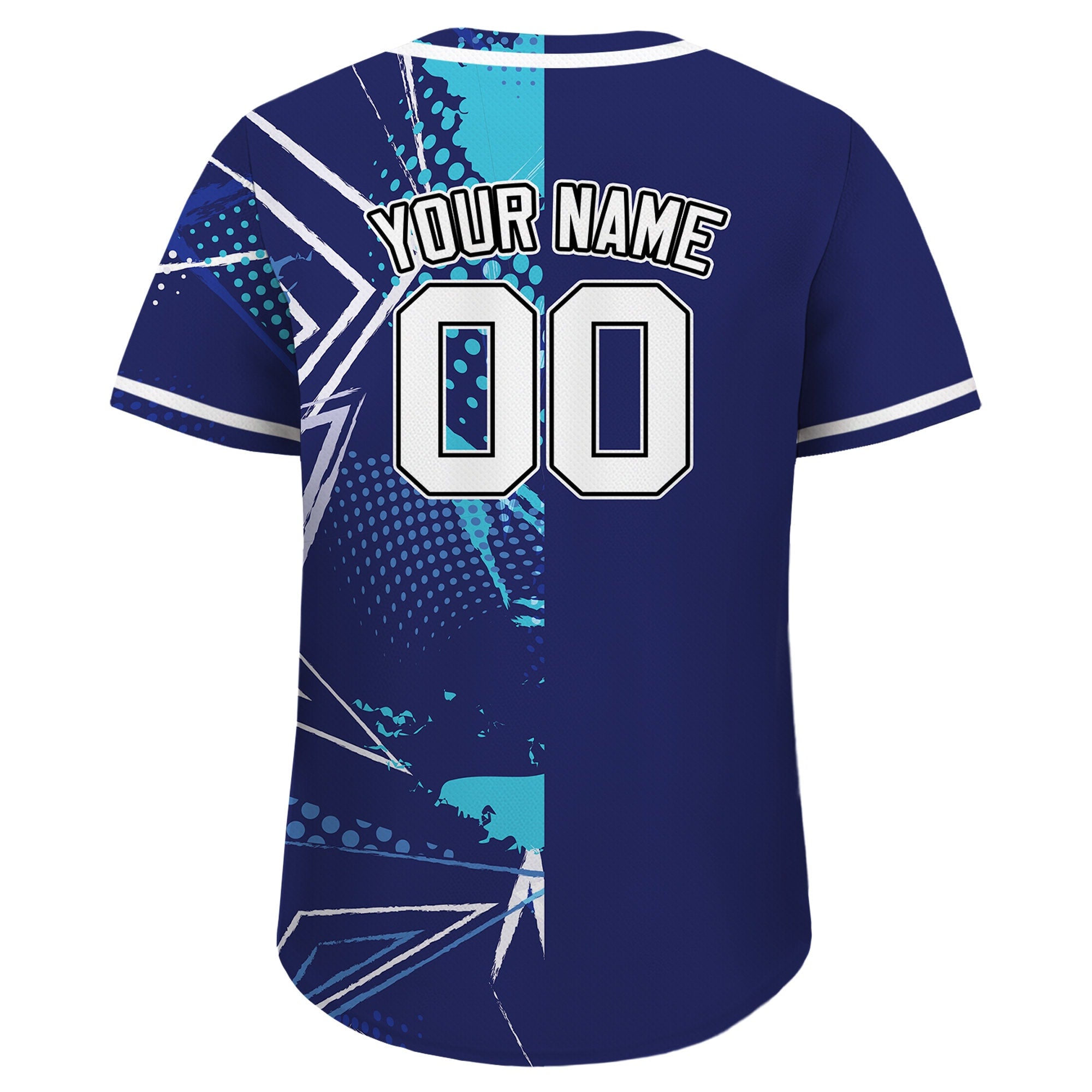 Printed Blue Graffiti Custom Baseball Jersey with Teamname Name Number,Jersey for Men Women Youth, Personalized Split Button Down Jerseys