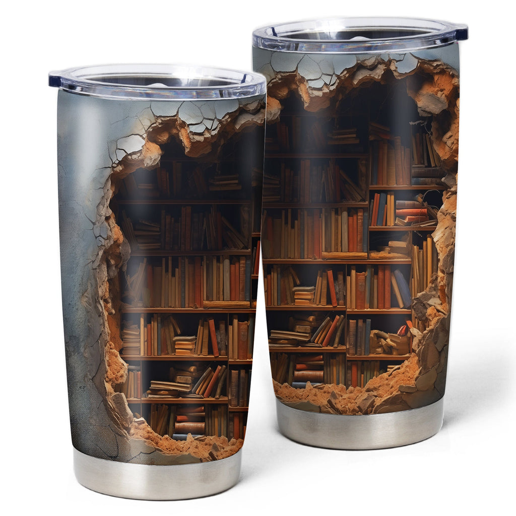 3D Bookshelf Coffee Mug, Library Bookshelf Mug, Book Lover Tumbler 20oz, 3D Book Shelf Mug Gifts for Bookworms, Reading Gifts, Librarians