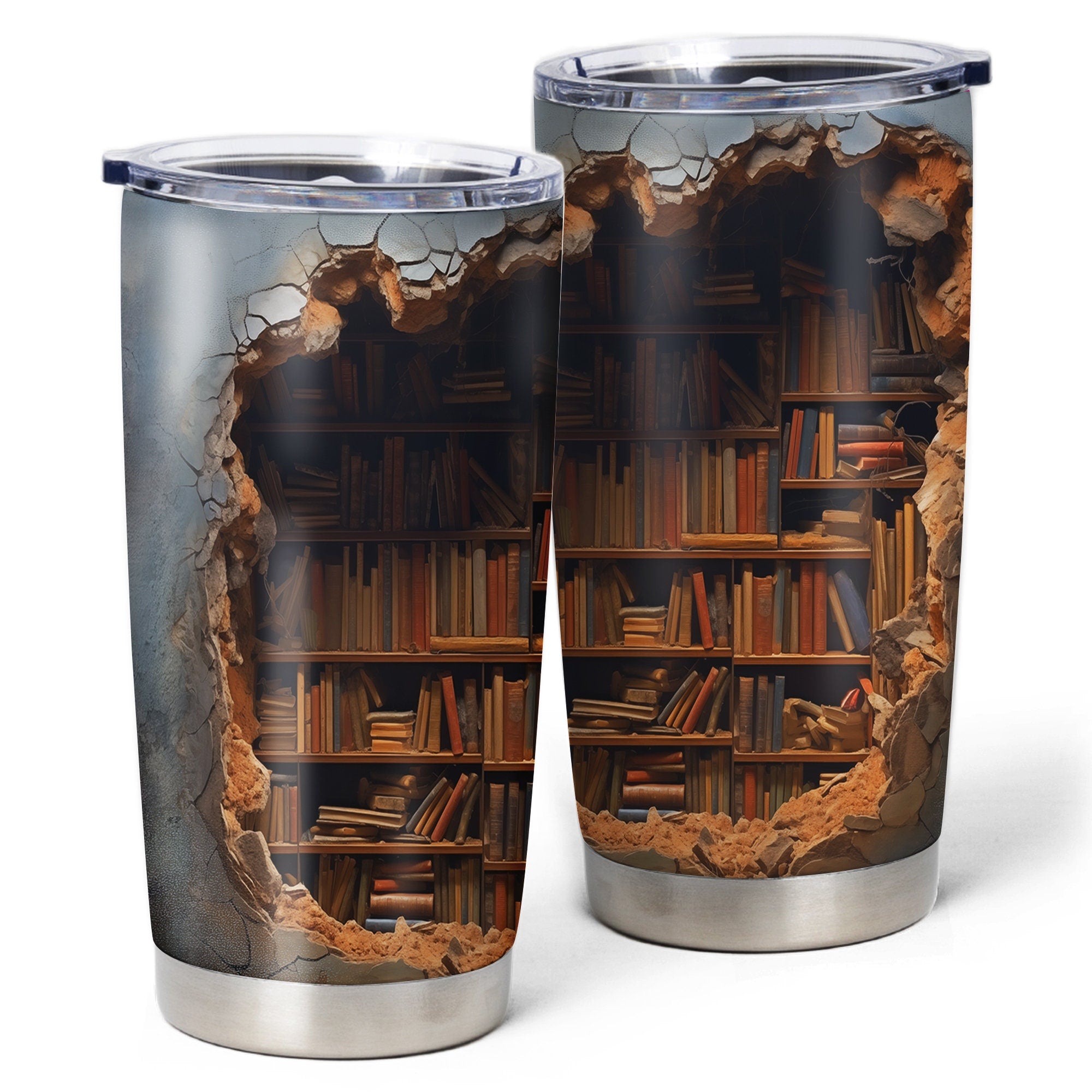3D Bookshelf Coffee Mug, Library Bookshelf Mug, Book Lover Tumbler 20oz, 3D Book Shelf Mug Gifts for Bookworms, Reading Gifts, Librarians