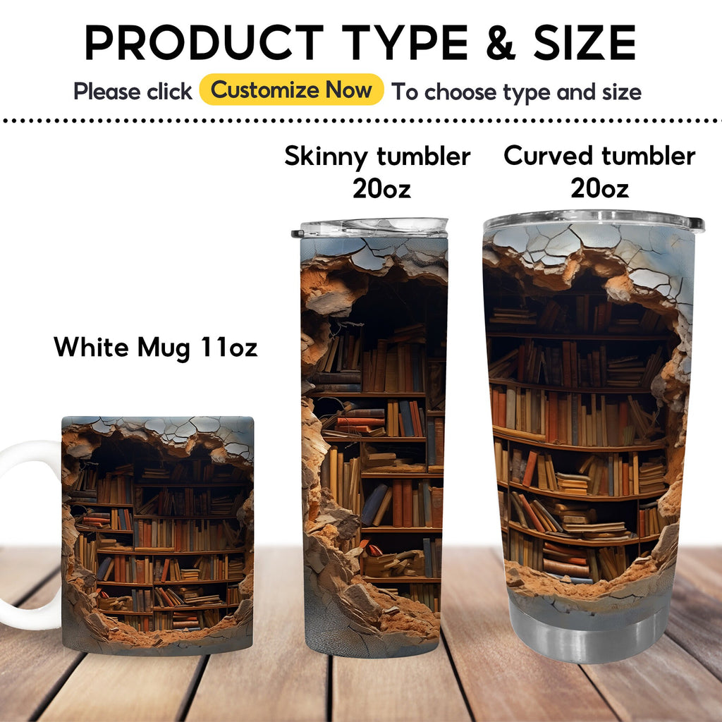 3D Bookshelf Coffee Mug, Library Bookshelf Mug, Book Lover Tumbler 20oz, 3D Book Shelf Mug Gifts for Bookworms, Reading Gifts, Librarians