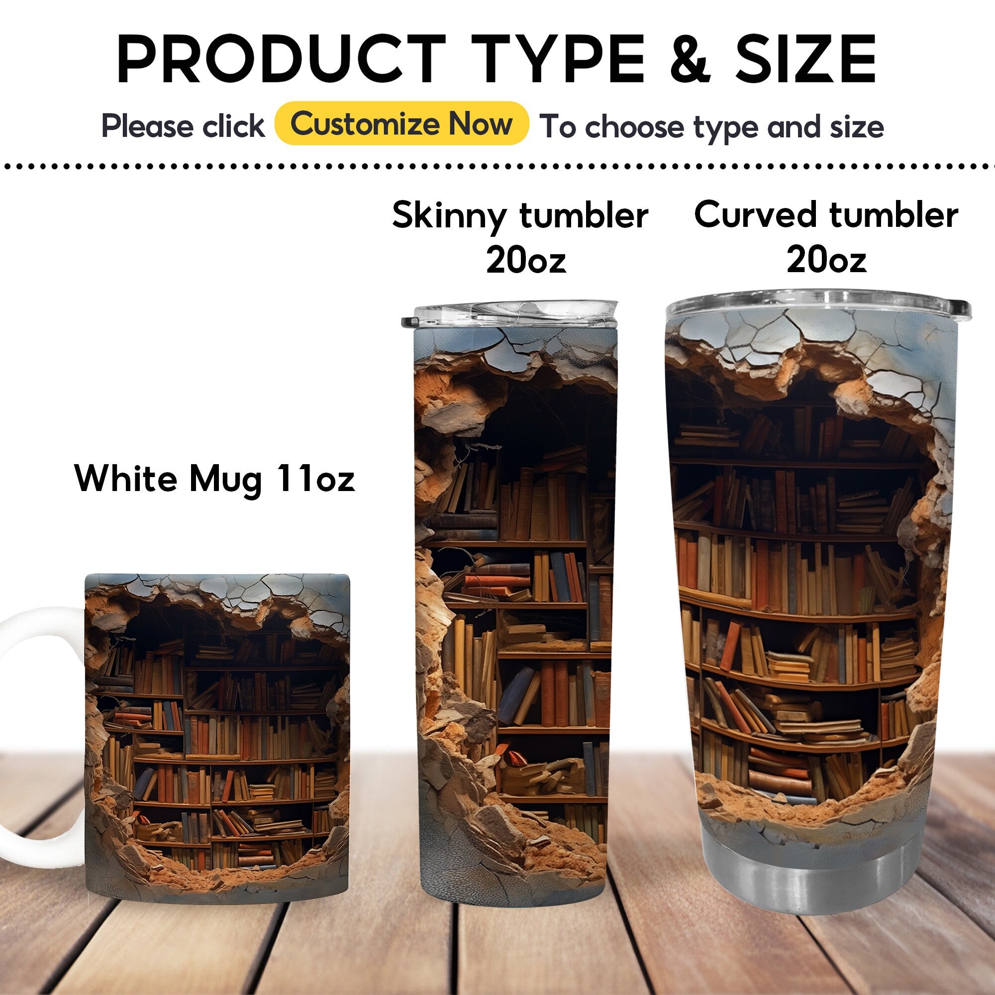 3D Bookshelf Coffee Mug, Library Bookshelf Mug, Book Lover Tumbler 20oz, 3D Book Shelf Mug Gifts for Bookworms, Reading Gifts, Librarians