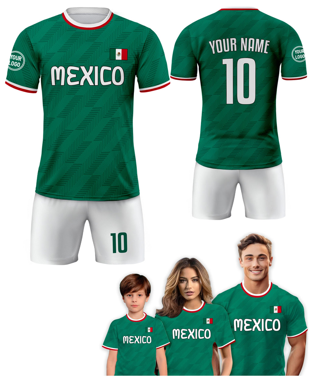 Custom Mexico Soccer Jersey for Men Women Youth Kid Uniform Shirt for Fans Player Personalized Name Number Logo National Soccer Jersey Shirt