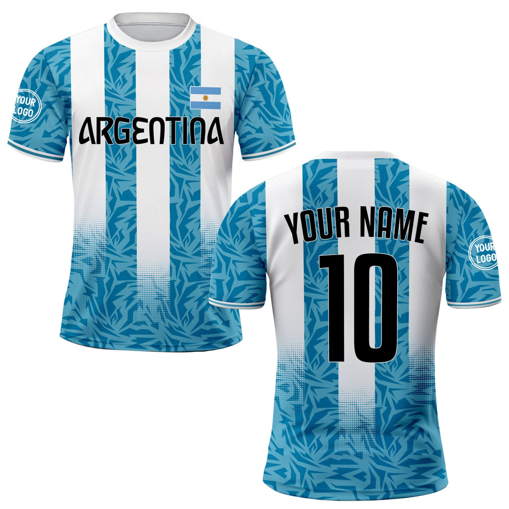 Custom Argentina Soccer Jersey for Men Women Youth Kid Uniform Shirt for Fans Player Personalized Name Number Logo National Soccer Jersey
