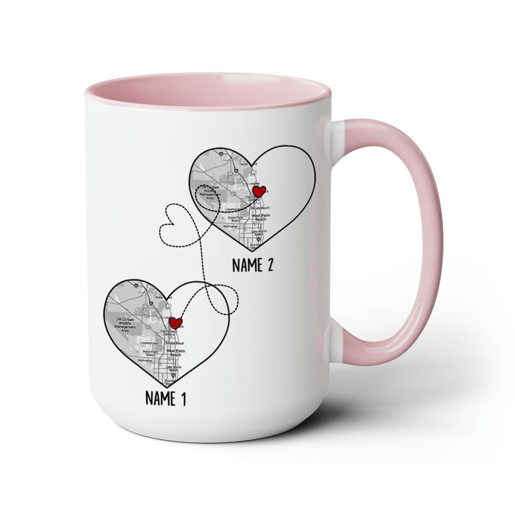 Long Distance Relationships Coffee Mugs with Custom Name City State Map, Distance Coffee Mugs 11oz 15oz, Moving Away Gifts for Friendship
