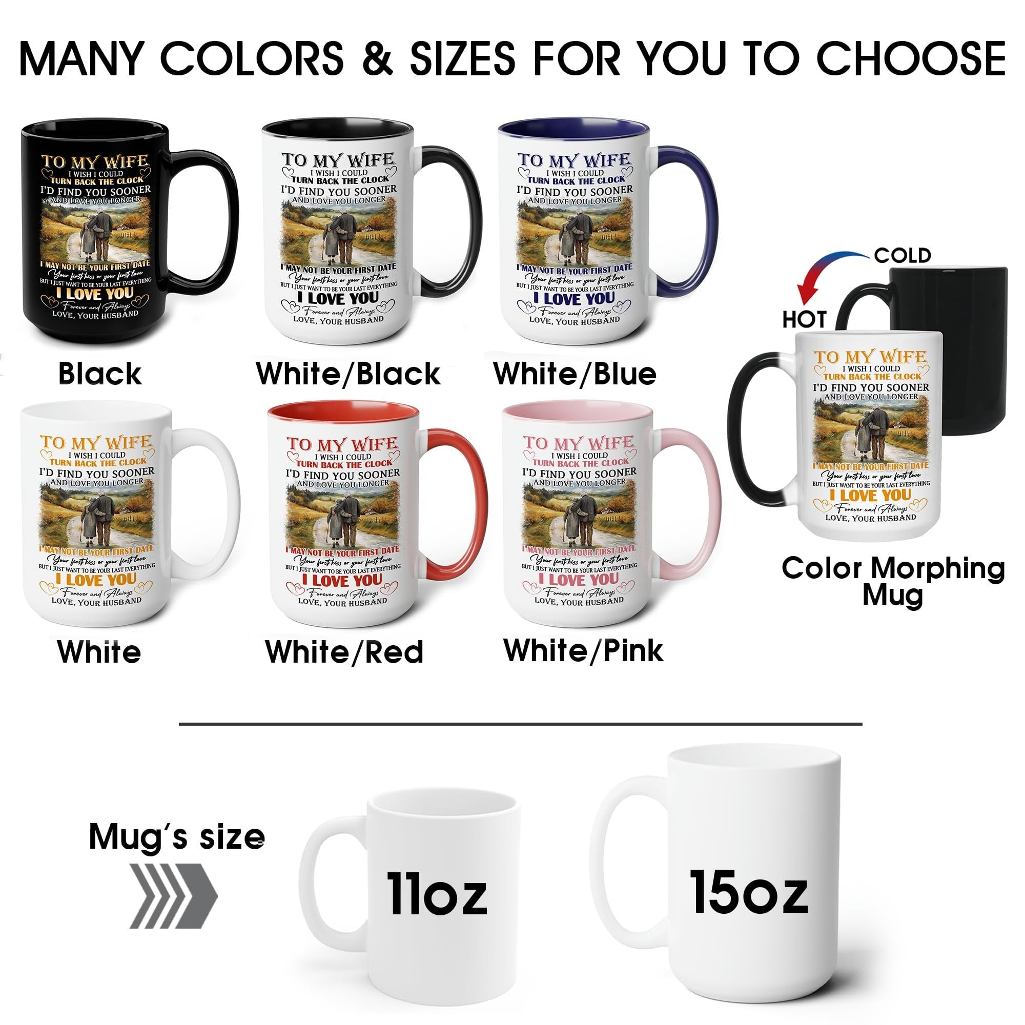 Personalized To My Wife Coffee Mug 15oz 11oz, I Wish Could Turn Back The Clock Wife Mug Gift, Romantic Gift For Her, Couple Anniversary Mug