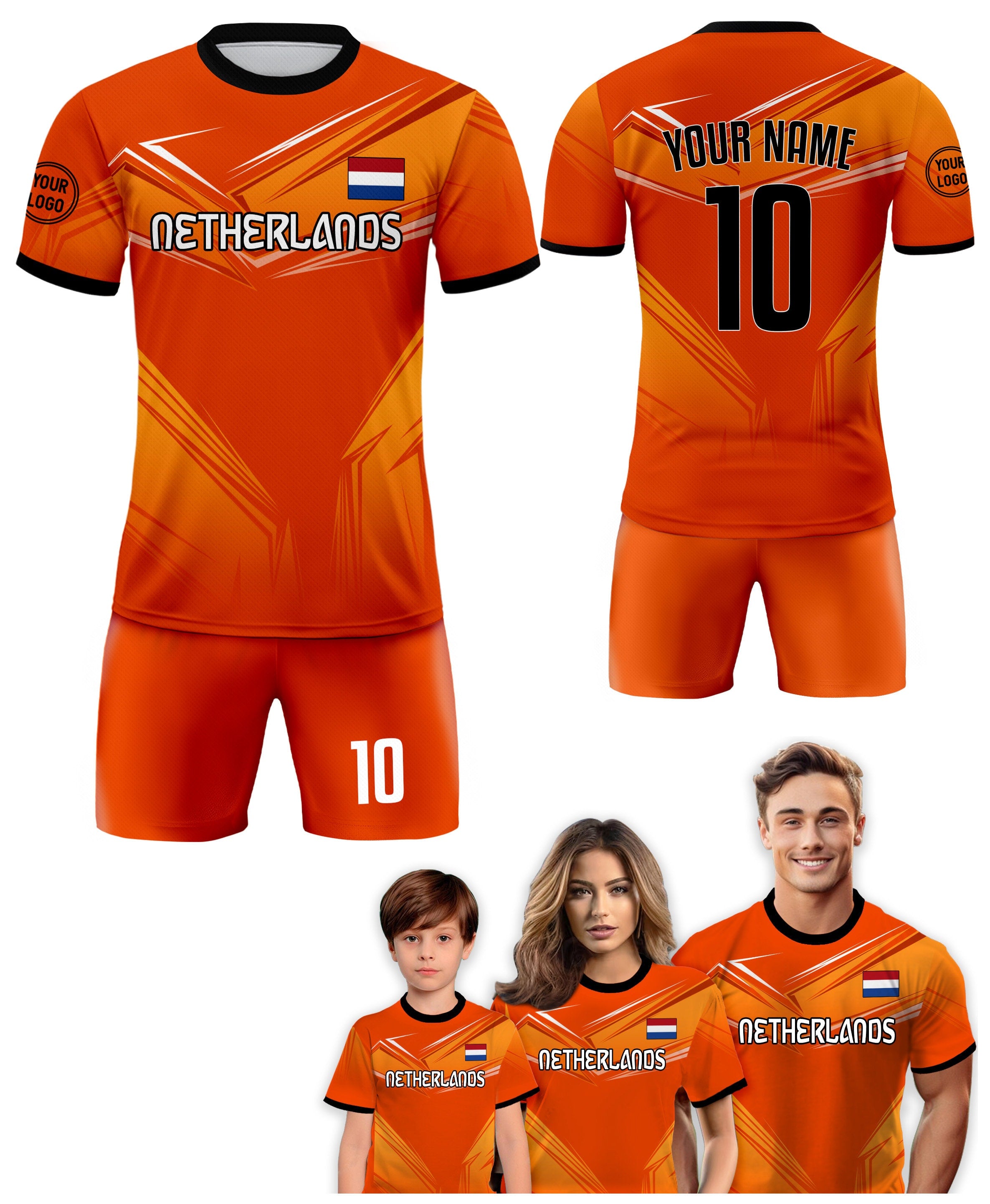 Custom Netherlands Soccer Jersey for Men Women Youth Kid Uniform Shirt for Fans Player Personalized Name Number Logo, National Soccer Jersey