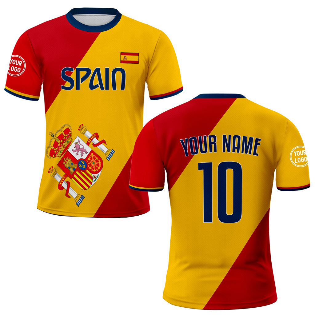 Custom Spain Soccer Jersey for Men Women Youth Kid Uniform Shirt for Fans Player Personalized Name Number Logo National Soccer Jersey