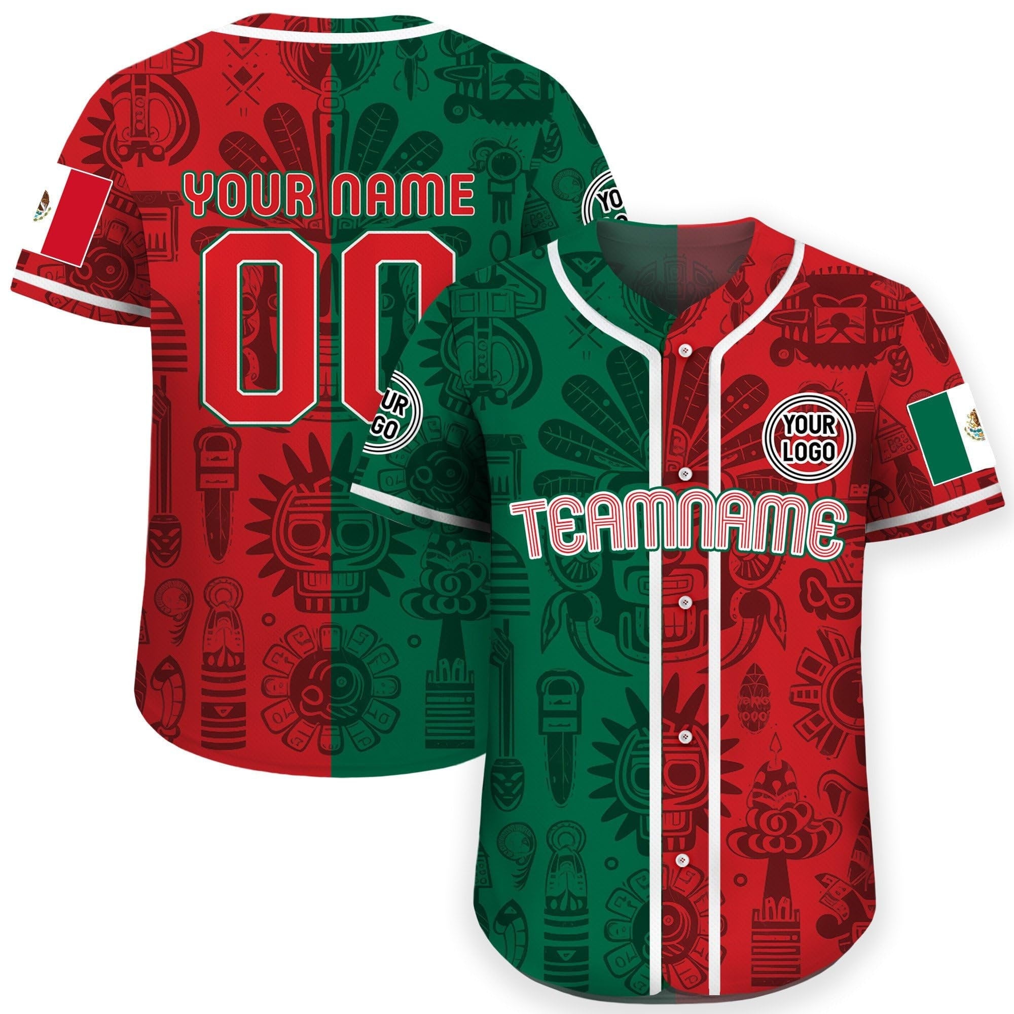 Personalization Mexico Baseball Jersey, Custom Name Mexican Split Jersey Shirt for Men Women Youth Kid, Game Day Outfit For Baseball Fans