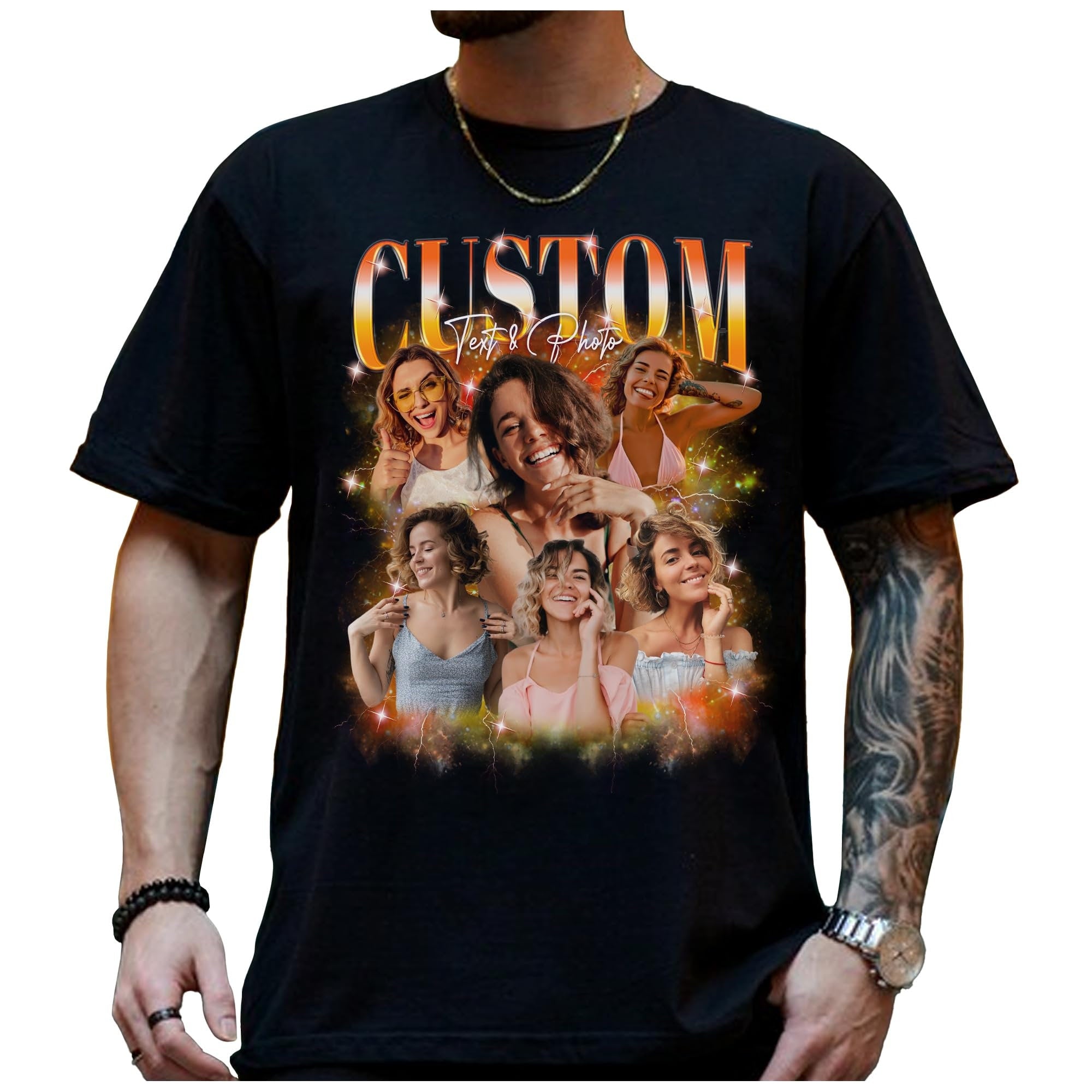 Custom Custom Bootleg Rap Tee, Custom Girlfriend Face Shirt, Custom Photo 90s Vintage Shirt for Boyfriend, Your Own Rap Tee Shirts for lover