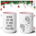 Long Distance Relationships Coffee Mugs with Custom Name City State Map, Distance Coffee Mugs 11oz 15oz, Moving Away Gifts for Friendship