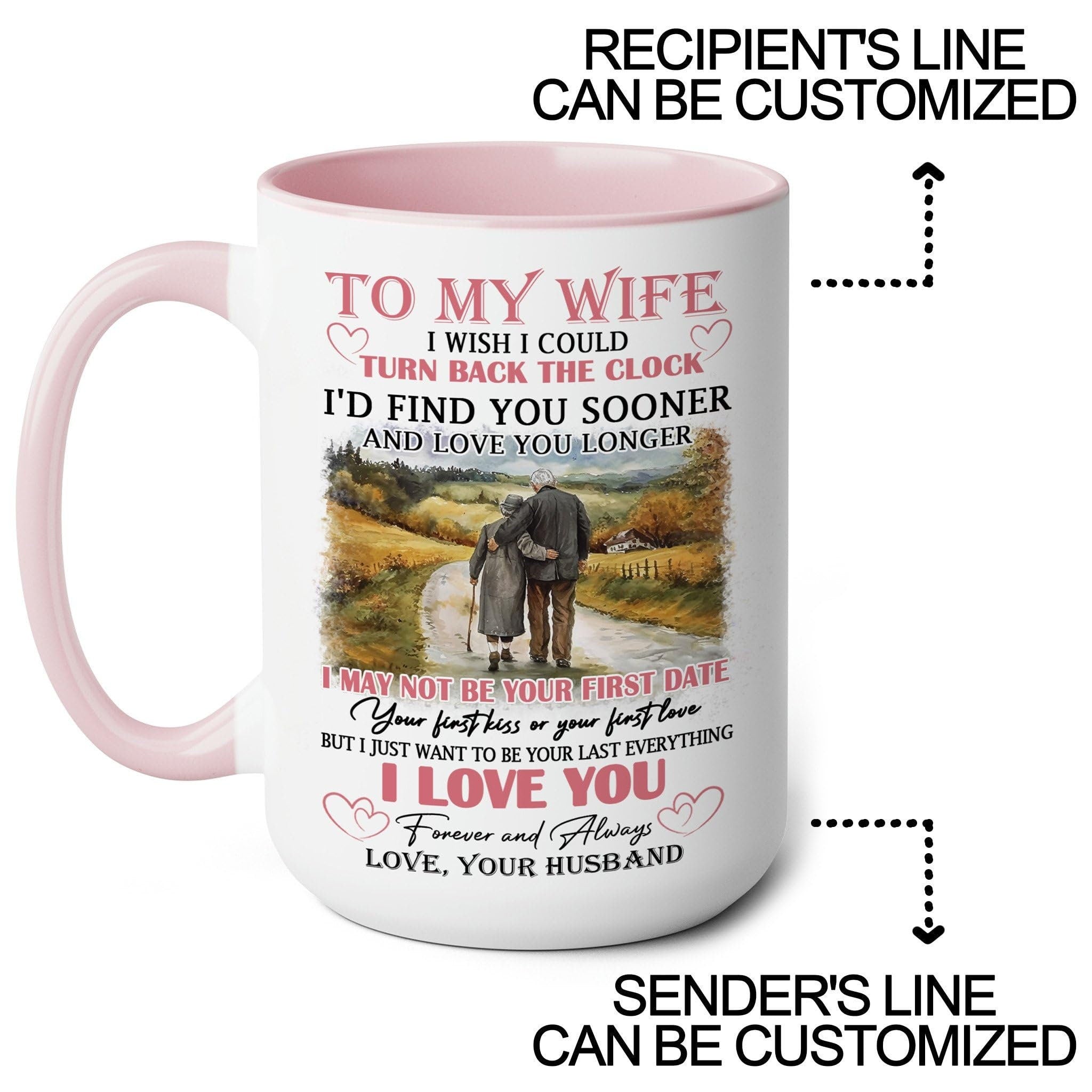 Personalized To My Wife Coffee Mug 15oz 11oz, I Wish Could Turn Back The Clock Wife Mug Gift, Romantic Gift For Her, Couple Anniversary Mug