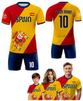 Custom Spain Soccer Jersey for Men Women Youth Kid Uniform Shirt for Fans Player Personalized Name Number Logo National Soccer Jersey