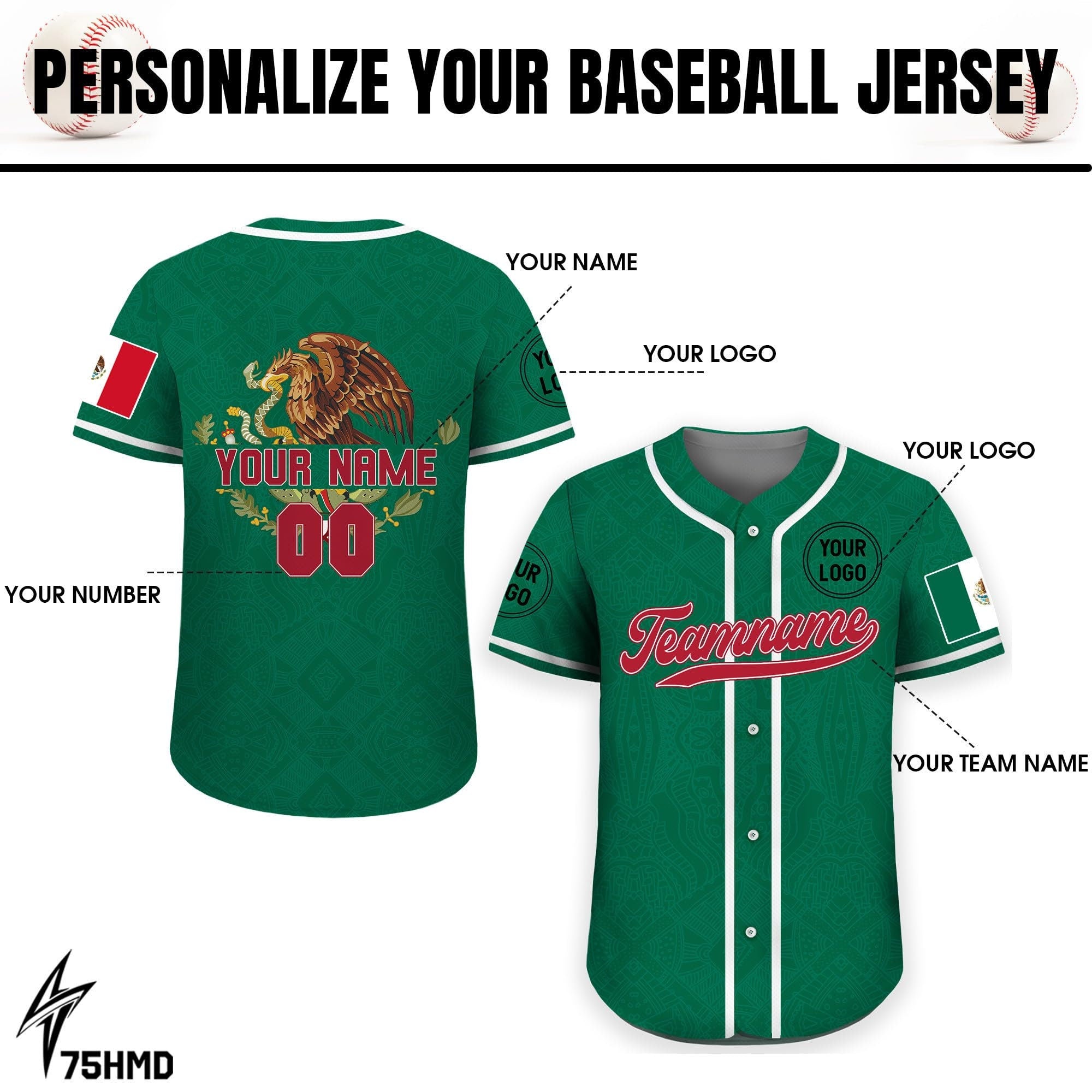 Personalization Mexico Baseball Jersey, Custom Name Mexican Eagle Jersey Shirt for Men Women Youth Kid, Game Day Outfit For Baseball Fans