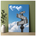 Custom Name and Date Vintage Street Sign Canvas Print And Poster Print, Personalized Name Intersection Sign Wall Art Gift For Couples