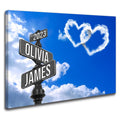Personalized Vintage Street Sign Canvas with Couple Names, Custom Name and Date Street Sign Gift, Wedding Custom Gift for Him for Her