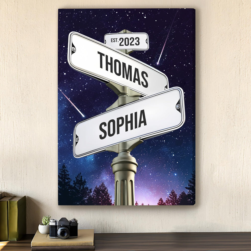 Personalized Vintage Street Sign Canvas Ready To Hang, Gift for Anniversaries Weddings, Custom Name Street Sign gift for husband