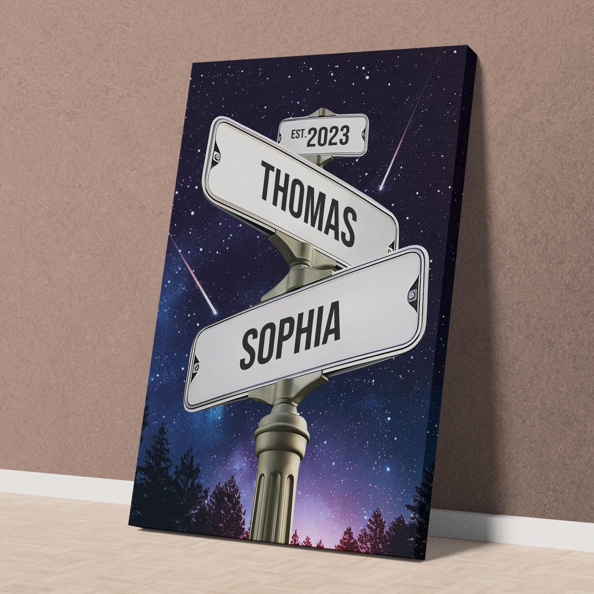 Personalized Vintage Street Sign Canvas Ready To Hang, Gift for Anniversaries Weddings, Custom Name Street Sign gift for husband