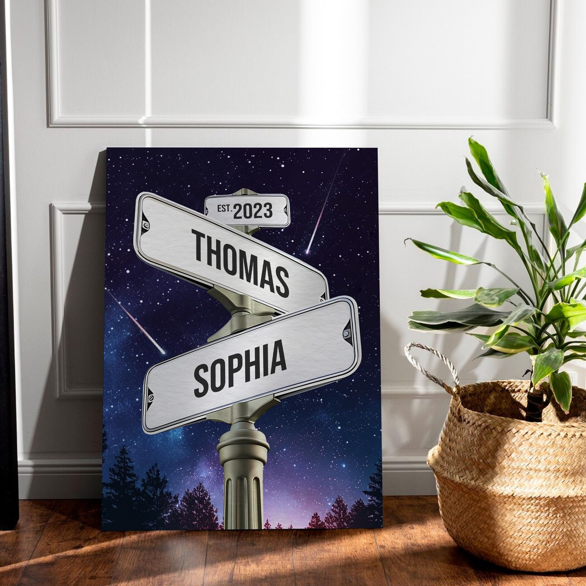 Personalized Vintage Street Sign Canvas Ready To Hang, Gift for Anniversaries Weddings, Custom Name Street Sign gift for husband