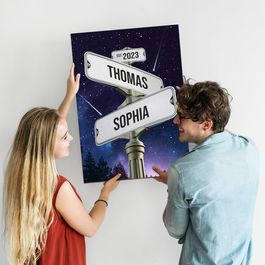 Personalized Vintage Street Sign Canvas Ready To Hang, Gift for Anniversaries Weddings, Custom Name Street Sign gift for husband