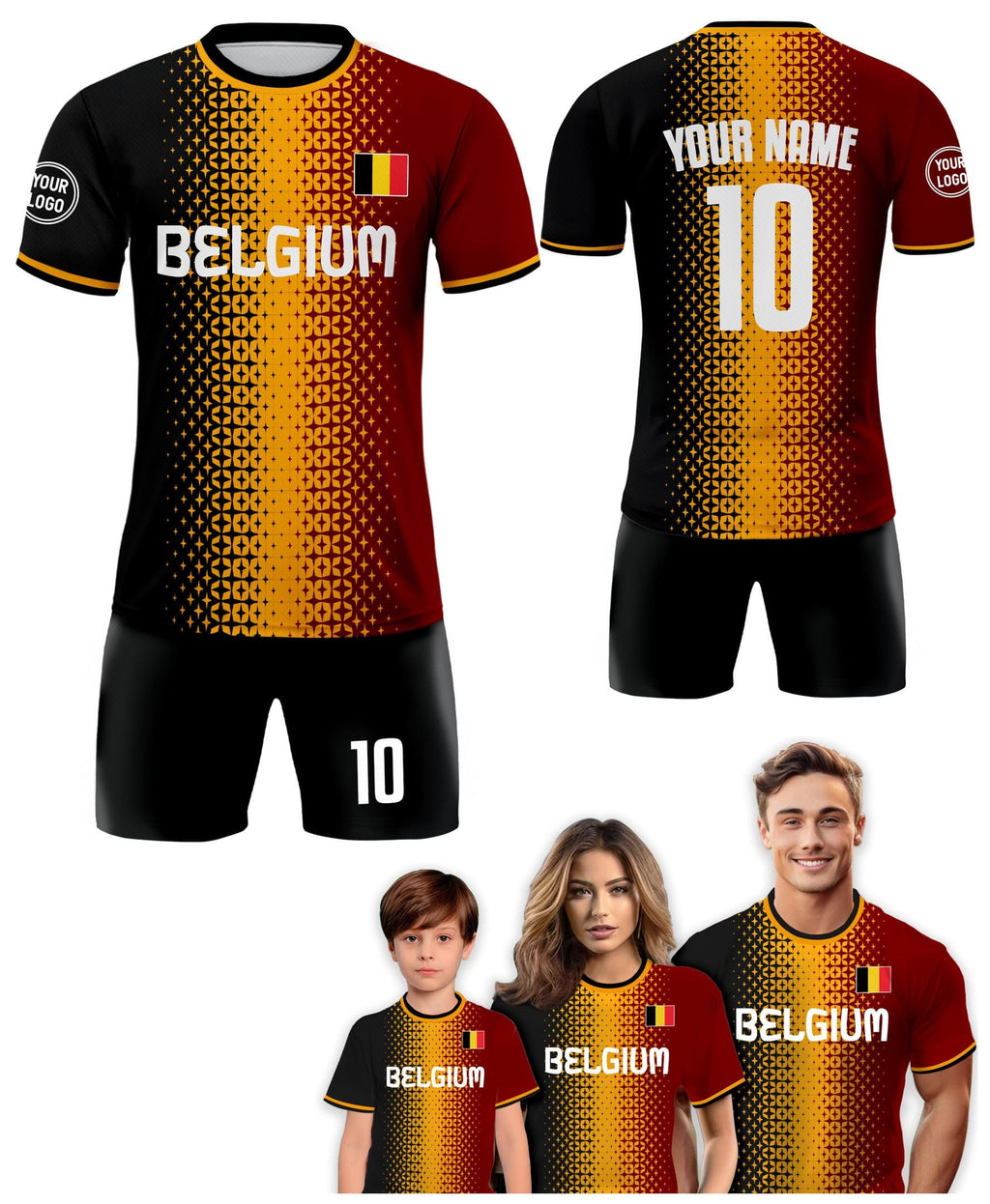 Custom Belgium Soccer Jersey for Men Women Youth Kid Uniform Shirt for Fans Player, Personalized Name Number Belgium National Soccer Jersey