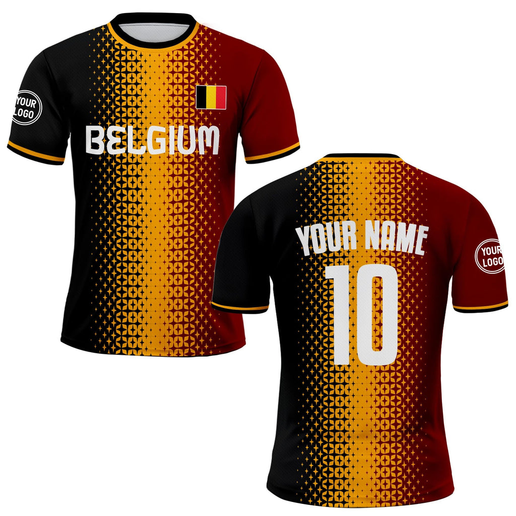 Custom Belgium Soccer Jersey for Men Women Youth Kid Uniform Shirt for Fans Player, Personalized Name Number Belgium National Soccer Jersey