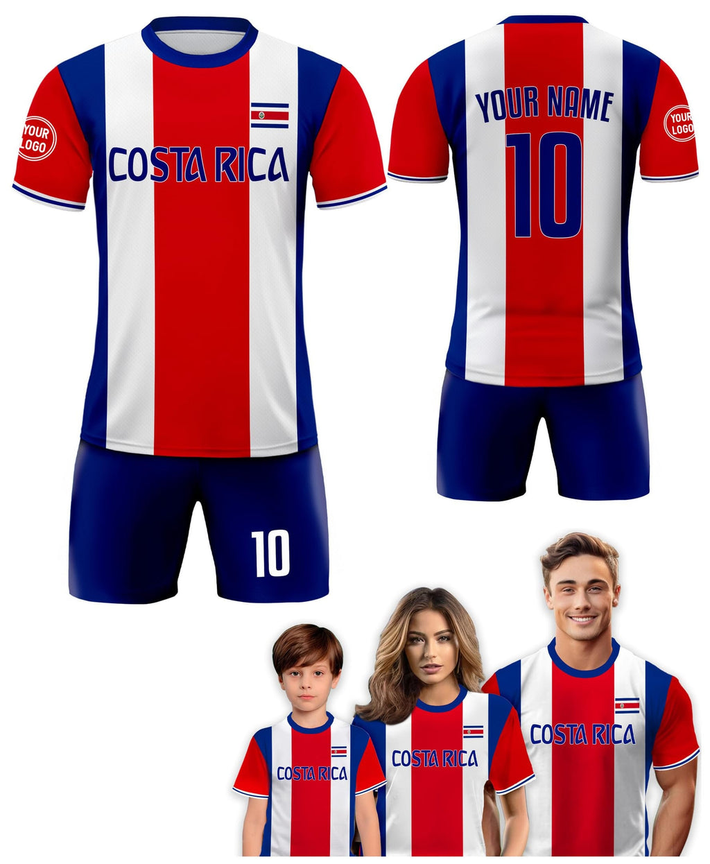 Custom Costa Rica Soccer Jersey for Men Women Youth Kid Uniform Shirt for Fans Player, Personalized Name Number National Soccer Jersey