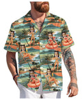 Custom Hawaiian Shirt with Face for Men Women, Personalized Hawaiian Gifts for Girlfriend Boyfriend Couple, Tropical Beach Button Down Shirt