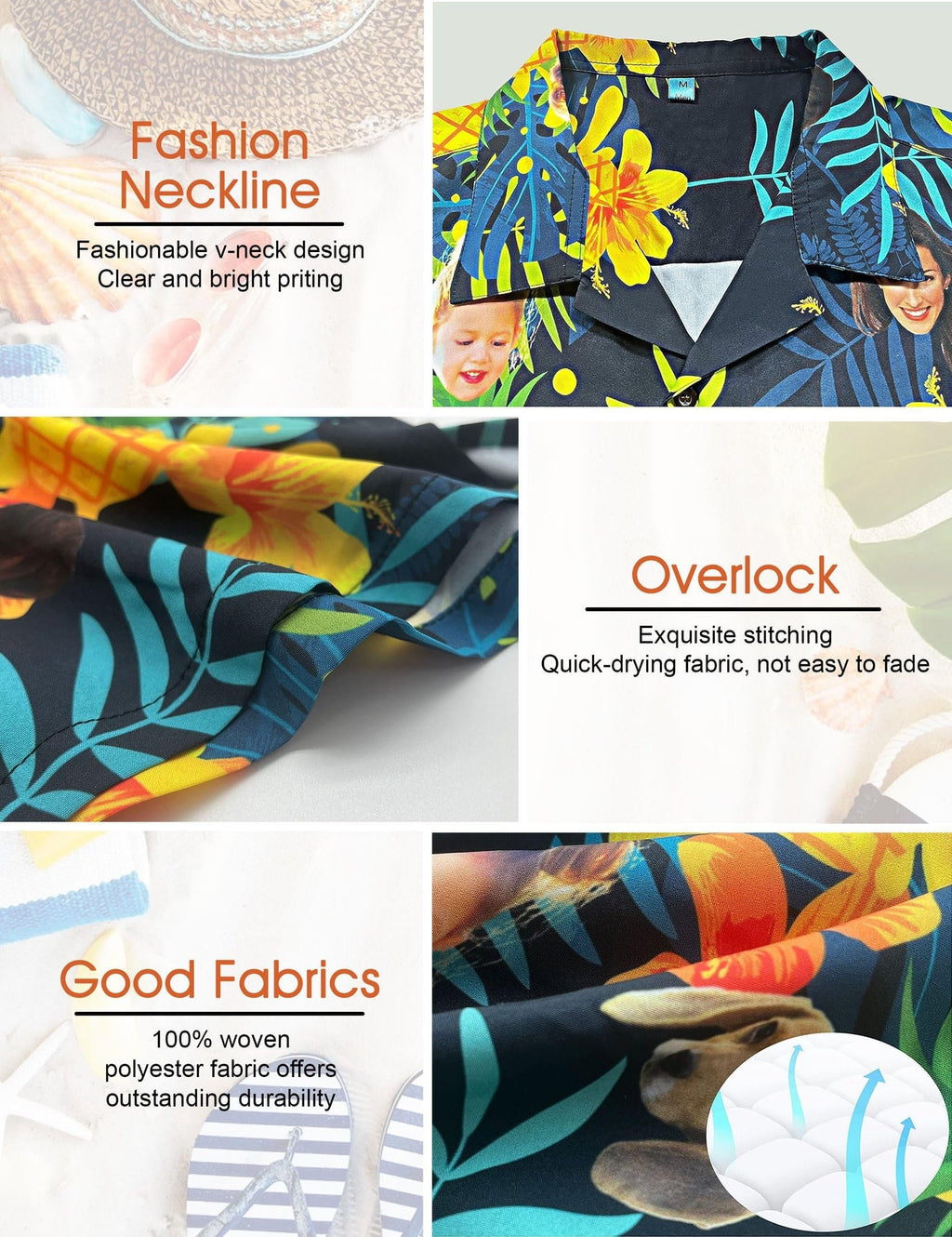 Custom Hawaiian Shirt with Face for Men Women, Personalized Hawaiian Gifts for Girlfriend Boyfriend Couple, Tropical Beach Button Down Shirt
