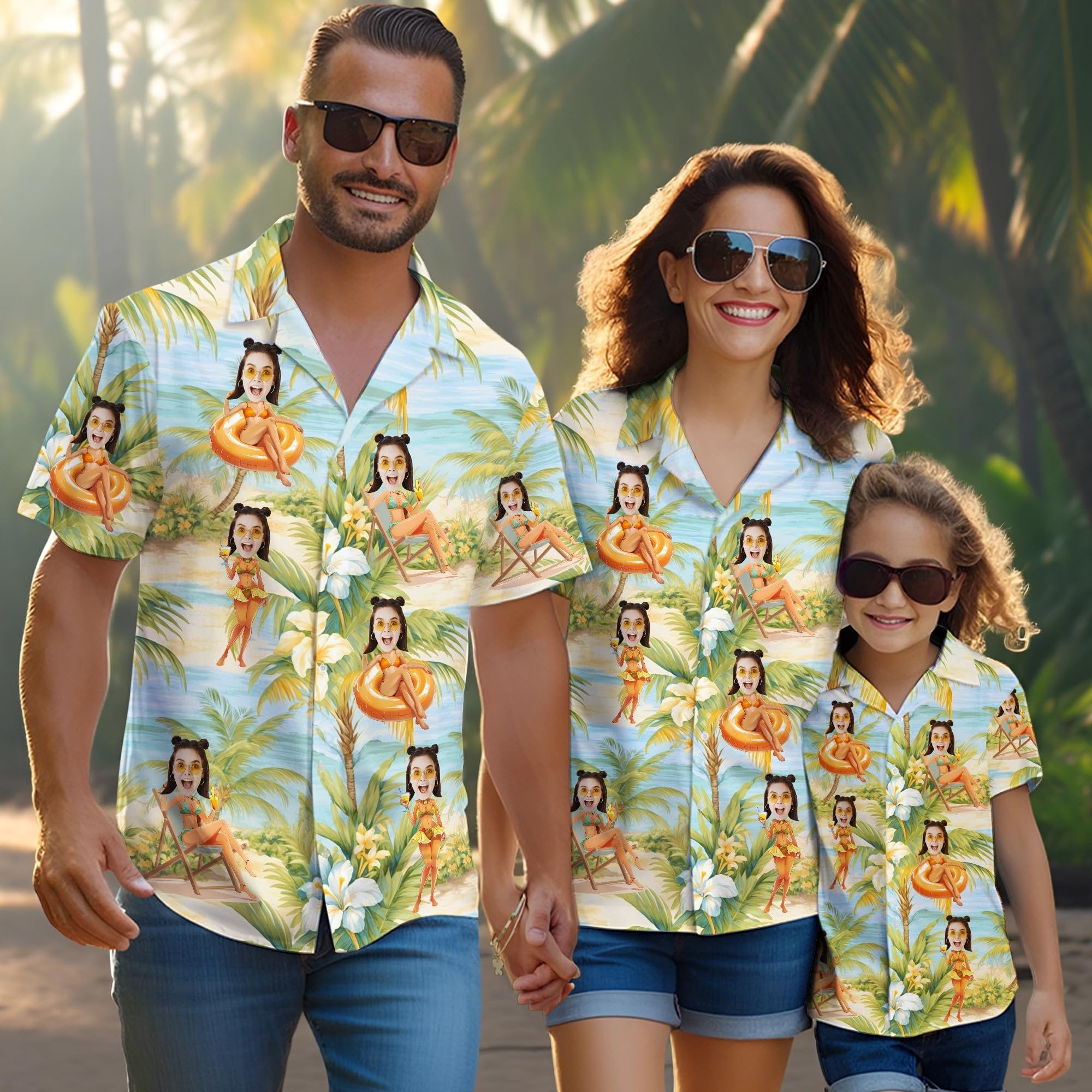 Custom Hawaiian Shirt with Face for Men Women, Personalized Hawaiian Gifts for Girlfriend Boyfriend Couple, Tropical Beach Button Down Shirt