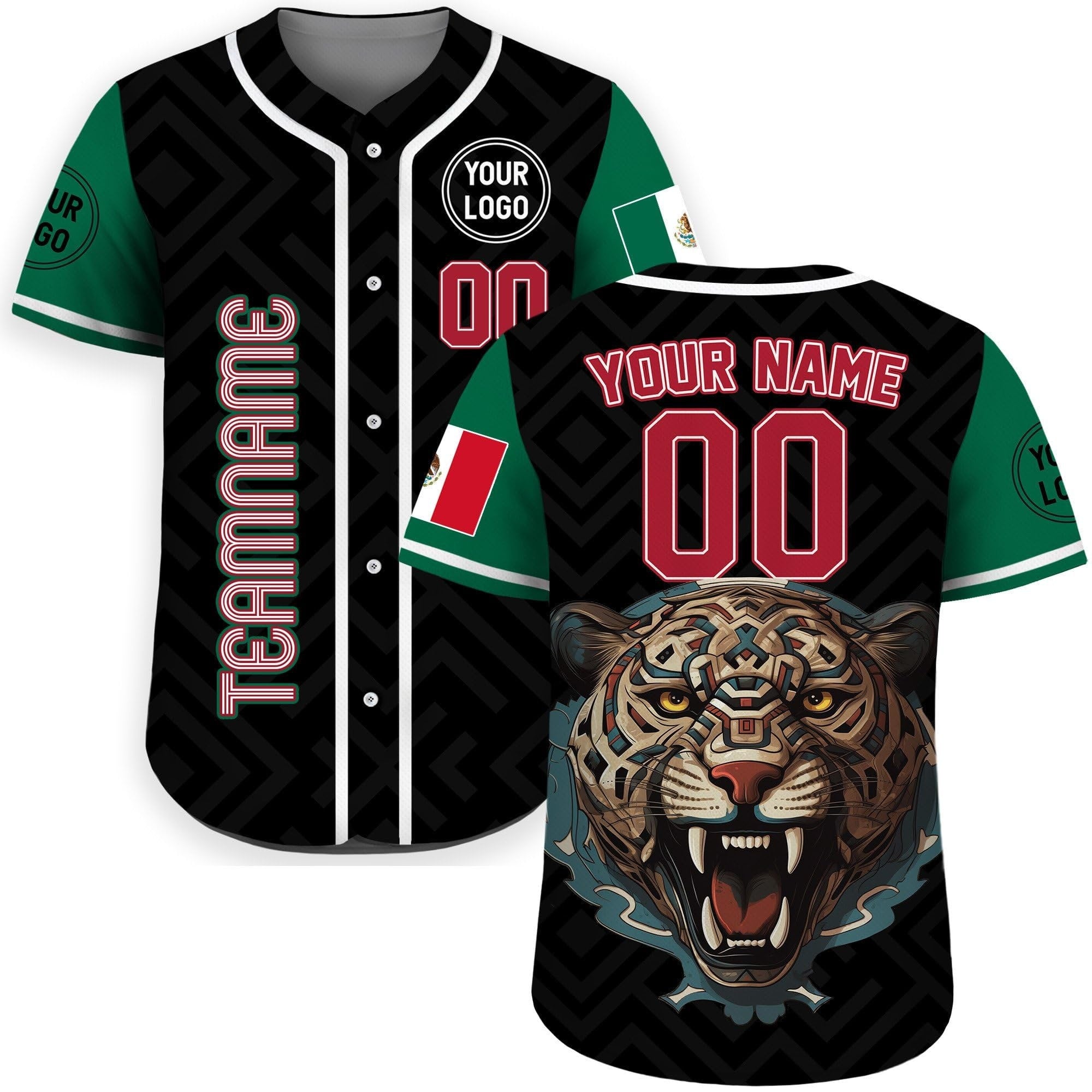 Personalization Mexico Baseball Jersey, Custom Name Mexican Leopard Jersey Shirt for Men Women Youth Kid, Uniform for Mexican Baseball Fans