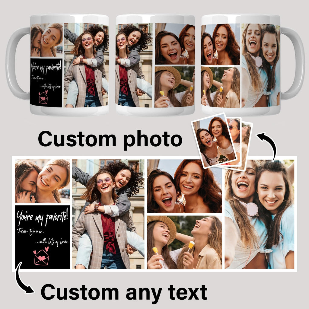 Custom Mug with Photo Text for Best Friend Sister Mom , Personalized Mug with Picture, 11oz 15oz Ideal Mug Gift, Cute Coffee Mugs for Women