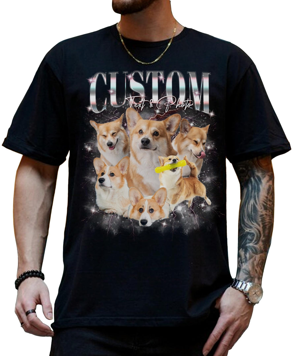 Custom Dog Bootleg Shirt, Custom Your Pet Photo Vintage Graphic Shirts, Personalize Dog Bootleg Retro 90's Tee Gift For Her, Pet Lover Shirt